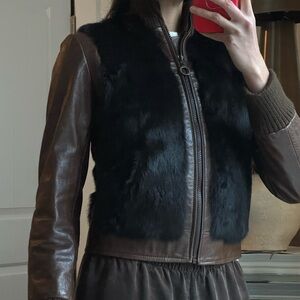 Real fur and leather jacket
